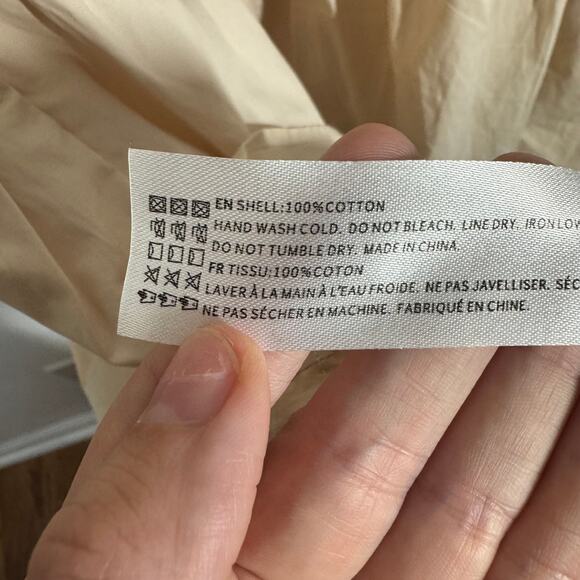 En Saison Dress Women M Cream Smocked Ruffled Mini Ruffle Tiered Cottage Cotton - Picture 10 of 10